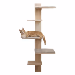 Kerbl Timber, Cat scratching tower, Wall-mounted, Taupe, Wood, Sisal, 1500 mm