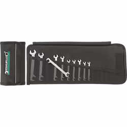 Stahlwille 96400653 Set of Small Double Open Ended Wrench ELECTRIC 10-Piece Wrench Set in Roll-up Case 15 Degree & 75 Degree ...