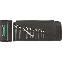 Stahlwille 96400653 Set of Small Double Open Ended Wrench ELECTRIC 10-Piece Wrench Set in Roll-up Case 15 Degree & 75 Degree Jaw Position Chrome Alloy