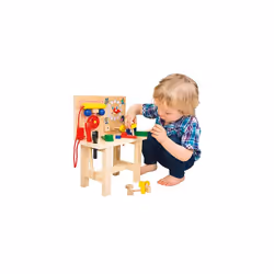 82145 Toddler Workbench with Tools, Chatter Telephone and Clock for Learning to Tell Time. A Multifunctional Wooden Toy for Children from 36 Months.