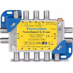 TechniSat TECHNISWITCH 5/8 MINI, Blue, Yellow, 1080p, 100 m, -25 - 45 °C, 10 - 75%