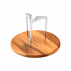 Burger Skewer 18/8 Stainless Steel with Wooden Plate 20cm Diameter