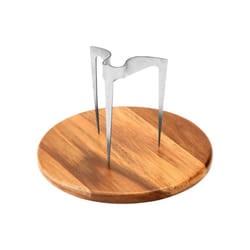Burger Skewer 18/8 Stainless Steel with Wooden Plate 20cm Diameter
