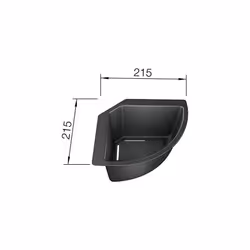 235866 Corner Bowl for Food and Crockery, 1 Piece, Black, 215 x 215 mm
