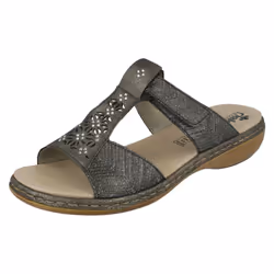 ) Ladies Rieker Diamante Cut Out Sandal 65950 - UK 4, Silver/Platinum (Silver