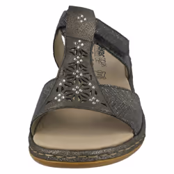 ) Ladies Rieker Diamante Cut Out Sandal 65950 - UK 4, Silver/Platinum (Silver