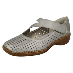 ) Ladies Rieker Casual Everyday Shoes 41345 - UK 6.5, Silver/Platinum (Silver