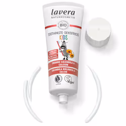 Toothpaste Kids Fluoride-Free - Without colourants - Protects Milk Teeth - Mildly Fruity - Organic Calendula & Calcium - Vegan - 75 ml