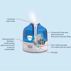 Vicks VUL505 Ultrasonic Cool Mist Personal Humidifier, with VapoPads