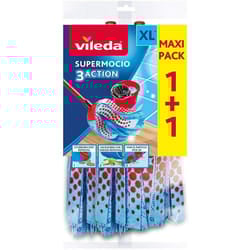 Vileda Supermocio 3 Action Microfibre Mop Head Replacement Refill Blue | Twin Pack