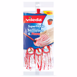 Vileda SuperMocio Microfibre&Power, Mop head, Red, White, Microfibre, 1 pc(s)