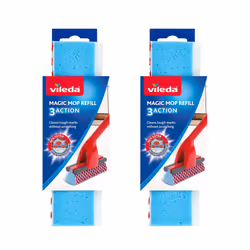 Vileda Magic Mop 3Action Refill, Blue, Pack of 2