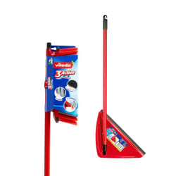 160498 3Action Broom Plus Long Handled Dustpan,Red,8 x 8 x 132 cm