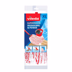 Vileda Microfibre & Power, Mop head, Red, White, Fiber, 1 pc(s)