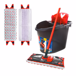 Ultramax Floor Mop Complete Set, Sensitive Cover Including 2 Replacement Covers and Bucket with Power Press, Mop with Handle, ...