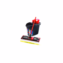 ULTRAMAX XL Floor Mop Complete Set, Extra Wide Mop with Handle, Microfibre Cover and Bucket with Power Press, Wiper Plate 42 ...