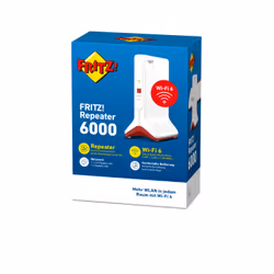 FRITZ!Repeater 6000 wireless router Ethernet Tri-band (2.4 GHz / 5 GHz / 5 GHz) Red, White - Additional view 4