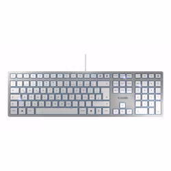 CHERRY KC 6000 SLIM, Full-size (100%), Wired, USB, Scissor key switch, QWERTY, Silver, White