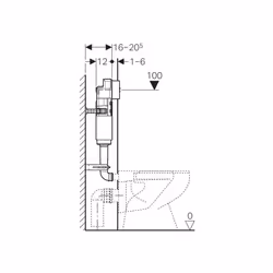Geberit Delta Back To Wall BTW Toilet Concealed Cistern Dual Flush WC 6 Litre