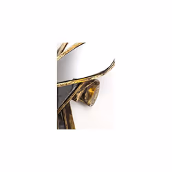 Design Wall Decoration Parrot Mirror, gold, glass mirrored, polyresin frame, wall mirror for living room, hallway, bedroom, handmade, 43x15x3,2cm (H/W
