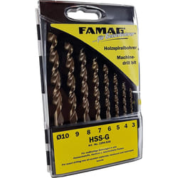 FAMAG Wood Twist Drill Bit Set 8-Piece Diameter 3,4,5,6,7,8,9,10 mm in Case