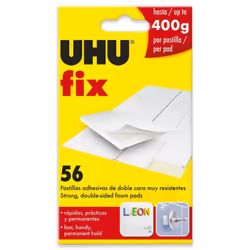 UHU Fix - Double Sided Sticky Glue Foam Pads - Strong Wall Adhesive Strips - Pack of 56