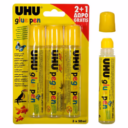 UHU Glue Pen - Children's Art & Craft Glue Paper & Card 0653- 3 x 50ml