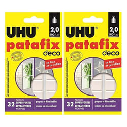 2 x UHU Patafix DECO Glue Pads Strong White Reusable Removable - Pack of 32 Pads