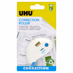 UHU Roller Compact, White, 10 m, 5 mm, 80%, Cardboard, Blister