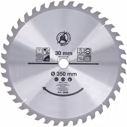 Kraftmann 3958 | Carbide Tipped Circular Saw Blade | Ã 350 x 30 x 3.4 mm | 40 teeth