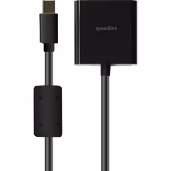SPEEDLINK SL-170011-BK, VGA (D-Sub), Mini DisplayPort, Male, Female, Gold, Black