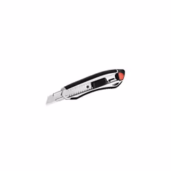 E84025 00 18 mm Aluminium Alloy Snap Off Blade Knife with Ergonomic Soft Grip Handle Black