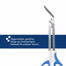 Toenail Scissors with Extra Long Handle, Special Stainless Steel, Angled Blade, 21 cm, White/Blue, P-100011 Units