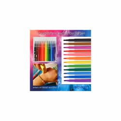 Westcott Electric Paint Spray Pen, Airbrush Set for Children with 12 Felt Pens & 19 Stencils for Painting & Drawing with Battery and USB Cab