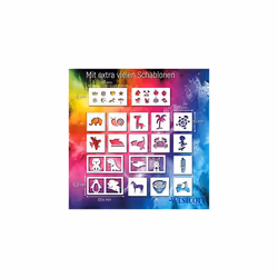 Westcott Electric Paint Spray Pen, Airbrush Set for Children with 12 Felt Pens & 19 Stencils for Painting & Drawing with Battery and USB Cab