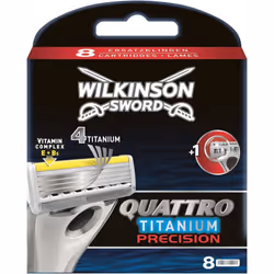 Wilkinson Sword Quattro Titanium Precision Carbon Blades - 8 Pack