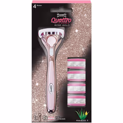 Wilkinson Sword Quattro for Women Rose Gold Razor with x 5 Blades