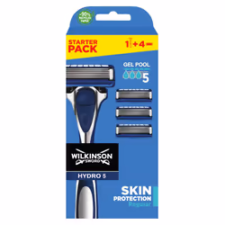 - Hydro 5 Skin Protection For Men | Hydrating Gel & Precision Trimmer | Razor Handle + 4 Razor Blade Refills
