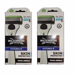 2 Pack x WILKINSON Sword HYDRO 5 RAZOR SKIN PROTECTION WHITE EDITION