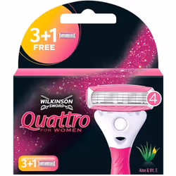 Wilkinson Sword Quattro for Women razor blades for ladies razors, 3 + 1 pieces