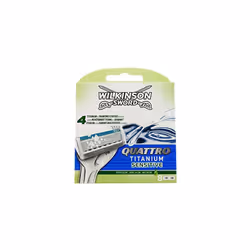 Wilkinson Sword Quattro Titanium Sensitive Refill Razor Blade Cartridges, 8 Count