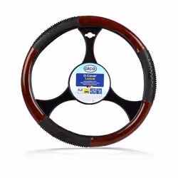 Steering wheel cover; ALCA; Luxus; black 37-39 PVC wood effect