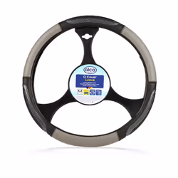 Steering wheel cover; ALCA; Luxus; grey, black 37-39 PVC