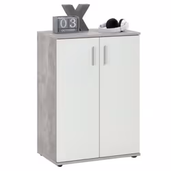 FMD Chest Cabinet with 2 Doors White and Grey Home Furniture Storage Cupboard