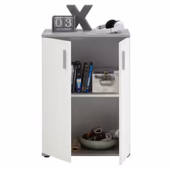 FMD Chest Cabinet with 2 Doors White and Grey Home Furniture Storage Cupboard