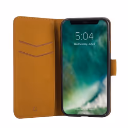 Xqisit Selection mobile phone case 14.7 cm (5.8") Wallet case Brown