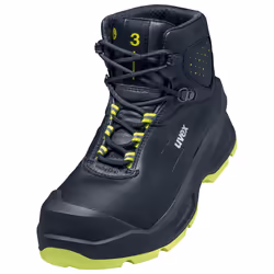 Uvex 3, Male, Adult, Safety shoes, Black, Yellow, EN, ESD, SRC, Lace-up closure