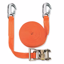 Braun Lashing Strap 2000 daN Two-Piece Colour Orange 6 m Long 35 mm Width with Ratchet and Carabiner Hooks