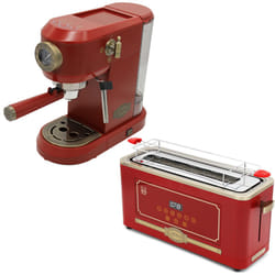 Empire Espresso Coffee Machine & Toaster Bundle - Bordeaux Red