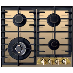 Kaiser KCG 6335 ELFEM TURBO, Black, Gold, Built-in, 60 cm, Gas, Cast-iron, 4 zone(s)
